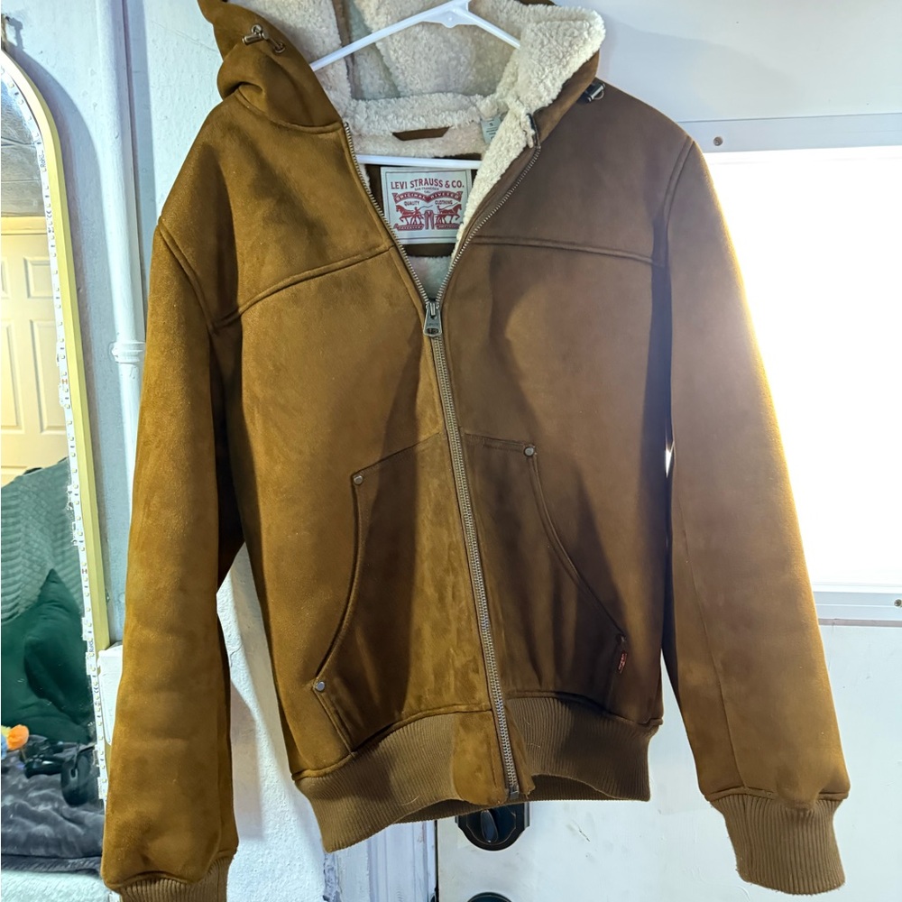 Levi's Brown Bomber Jacket with Sherpa-Lined Hood